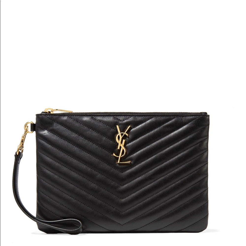 Saint Laurent Monogram Matelasse Leather Zip Pouch